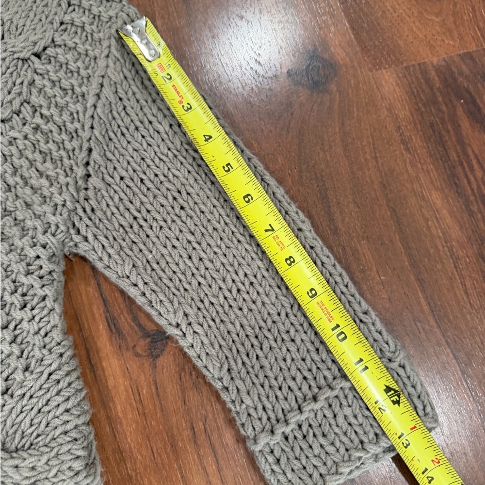 Free People Cable Knit Gingham Buttons cropped Cardigan Sz XS Gray - Picture 5 of 7